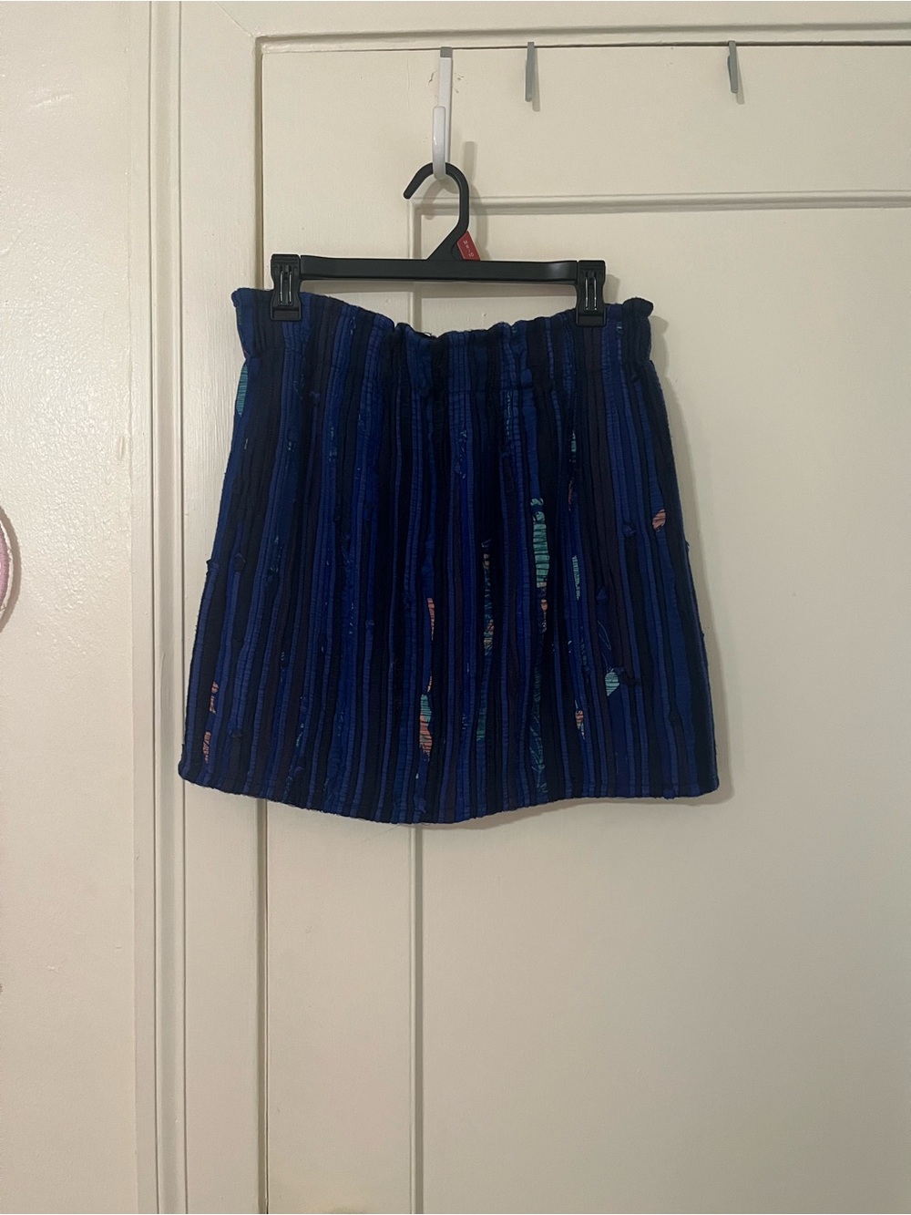 tonle Navy and Royal Blue Striped Mini Skirt with Multicolor Accents